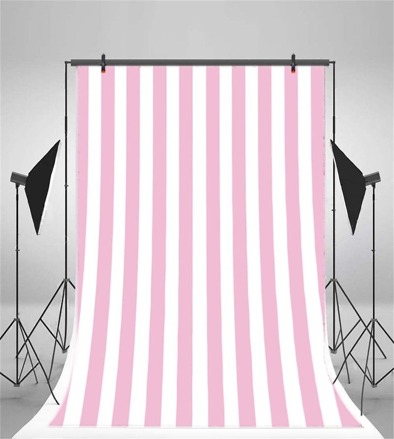 Leyiyi 6x8ft Photography Background Pink and White Stripe Backdrop Happy Birthday Party Vertical Horizontal Stripes Summer Holiday Banquet Baby Shower Blog Make-up Photo Portrait Vinyl Studio Prop - Image 3